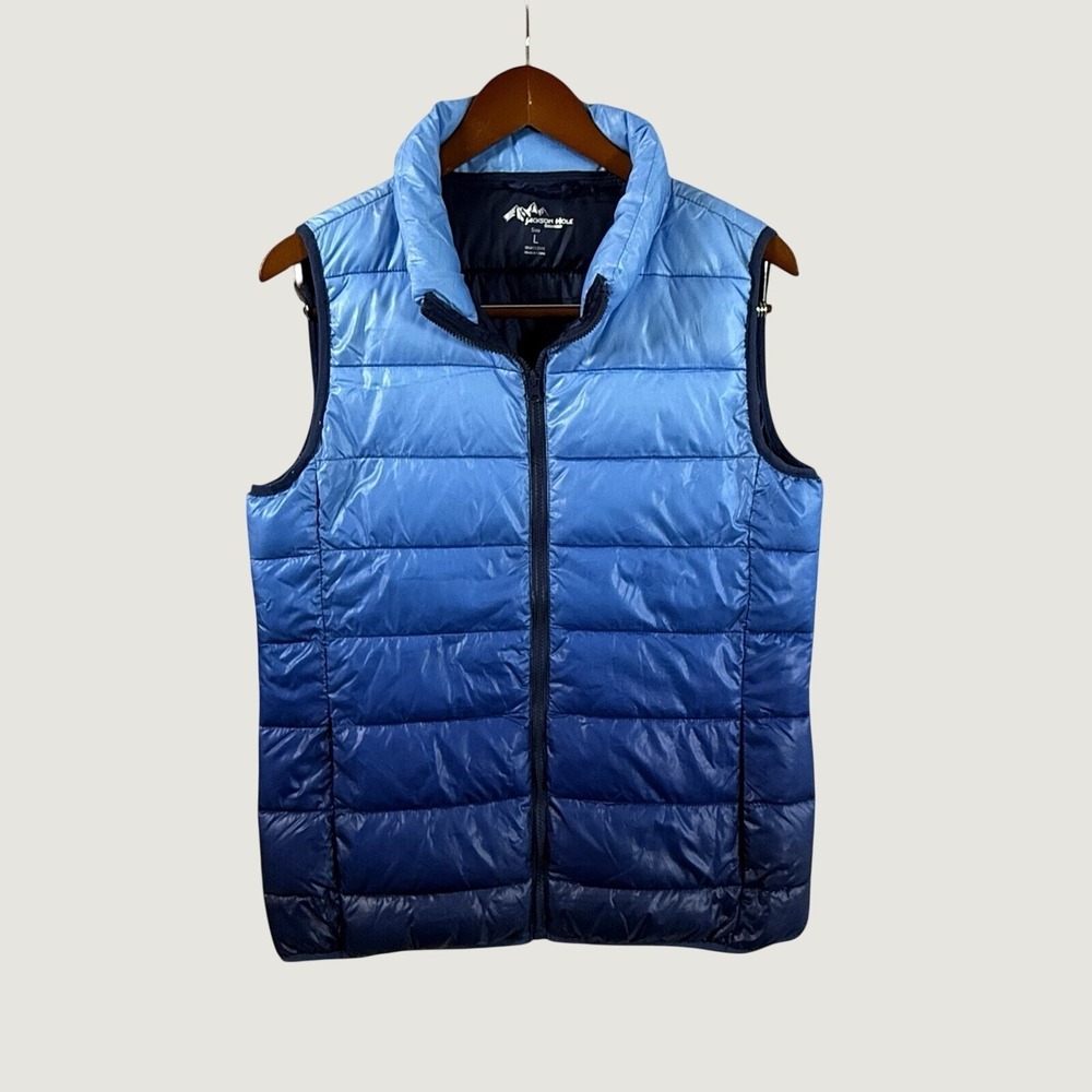 Jackson Hole Outdoorwear Women's Large Blue Ombre Puffer Vest Full Zip